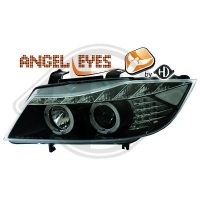 set Phares design Angel Eyes noir + LED BMW E90 et E91 X2