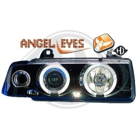 Set Phares Angel Eyes Noir Bmw E36
