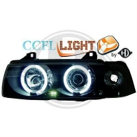 Set Phares Angel Eyes noir CCFL Bmw E36