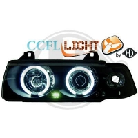 Set Phares Angel Eyes noir CCFL Bmw E36